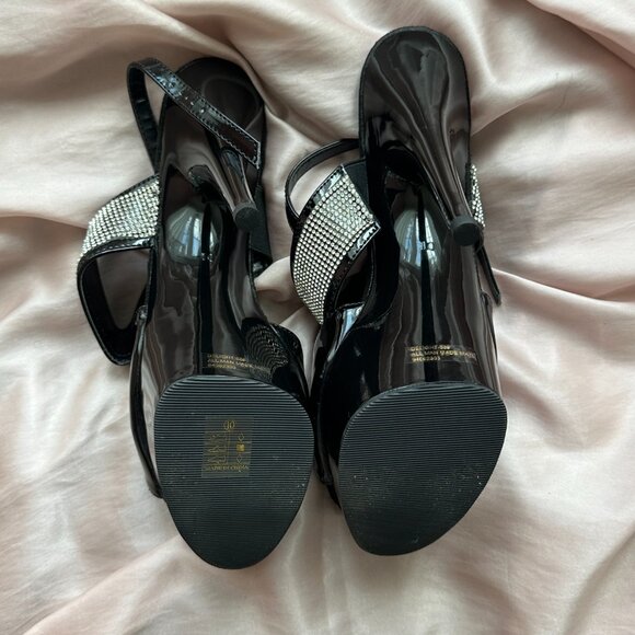 Pleaser Black Patent Platform Heels with Rhinestones - Picture 7 of 7